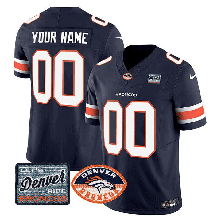 Men Denver Broncos Blue 2024 Nike Logo Patch Vapor Limited Custom NFL Jersey